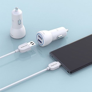 차량용 충전기 USB 2포트 LED 시거잭 3.4A 아이폰 충전 8핀 1M 롱케이블포함 ACC-1