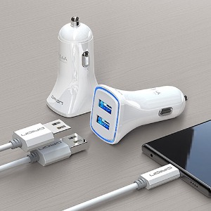 차량용 충전기 USB 2포트 LED 시거잭 3.4A 아이폰 충전 8핀 1.2M 롱케이블포함 DRC-37