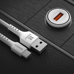 소형 차량용 고속충전기 USB 1포트 시거잭 18W C타입 1.2M 롱케이블포함 SCC-3